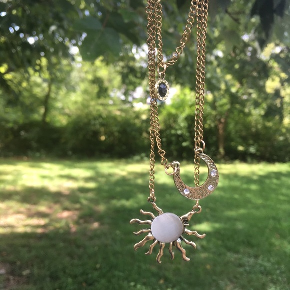 NWT! Dark Gold 3 layered sun & moon necklace - Picture 8 of 16